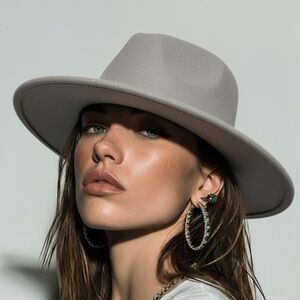 Women’s Stylish Gray stud Fedora Hat